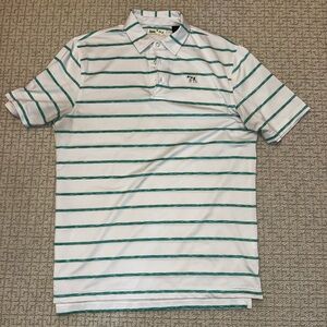 Stinsons Men's White and Green Striped Polo Shirt